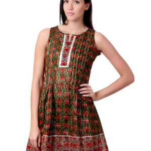 Sushilas Women Printed Green Kurta