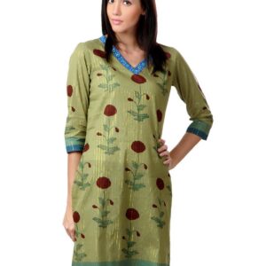 Sushilas Women Printed Green Kurta