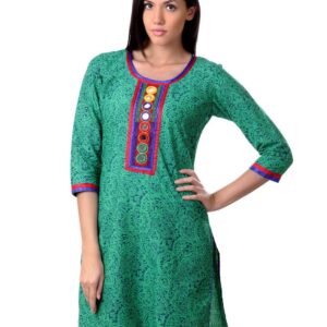 Sushilas Women Printed Green Kurta
