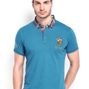 U.S. Polo Assn. Denim Co. Men Teal Blue Polo T-shirt