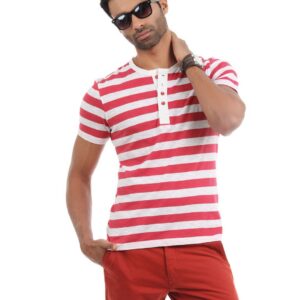 United Colors of Benetton Men White and Pink T-shirt