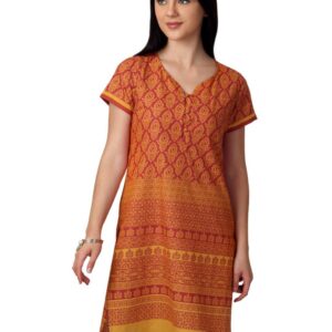 Vishudh Women Orange Printed Kurta