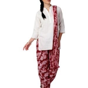 Vishudh Women Printed Red Salwar and Dupatta
