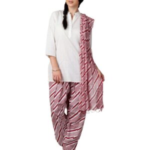 Vishudh Women Red & White Salwar and Dupatta