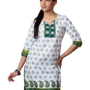 Vishudh Women White Printed Kurta