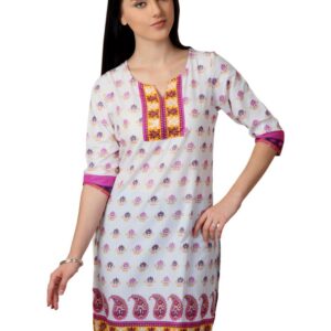 Vishudh Women White Printed Kurta