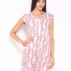 W Women White & Red Printed Kurta