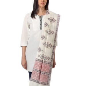 Fabindia Printed Cream Cotton Silk Dupatta