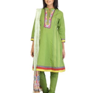 Biba Women Green Churidar Kurta with Dupatta