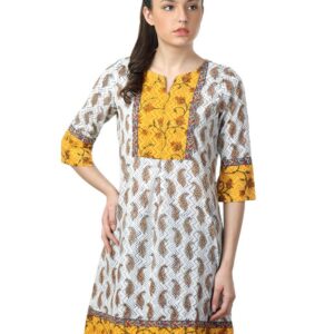 Mother Earth Women White Printed Kurta