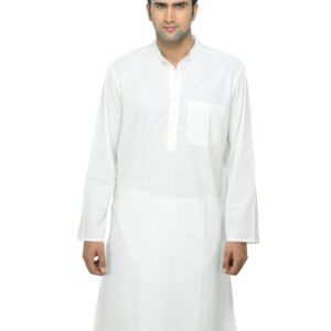 Fabindia Men Hand Block Printed White Kurta