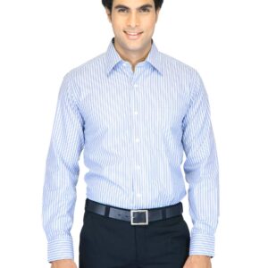 Mark Taylor Men White Striped Shirt