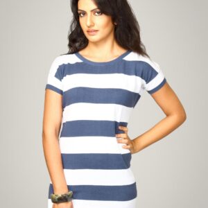 UCB Women Stripe Short Sleeve Blue White Top