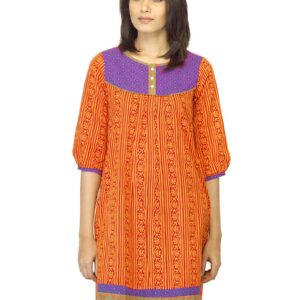 Mother Earth Women Printed Orange Kurta