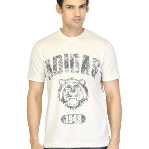 ADIDAS Men Printed Off-White T-shirt
