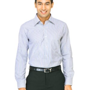 Mark Taylor Men Blue & Light Brown Striped Shirt