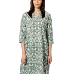 Fabindia Women Printed Blue Kurta