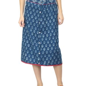 Fabindia Women Printed Blue Skirt