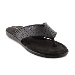 Rockport Women Jeanie Thong Perf Black Flats