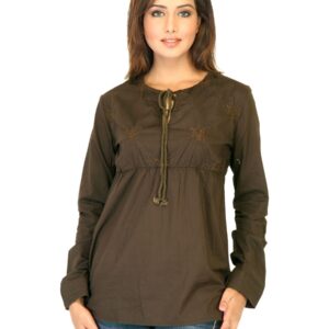 Flying Machine Women Solid Brown Tops