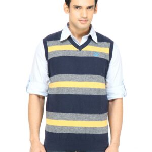Puma Men Striped Navy Blue Sweater