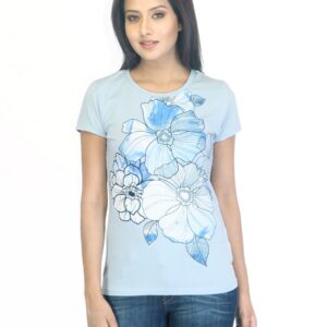 Wrangler Women Water Flower Blue T-shirt