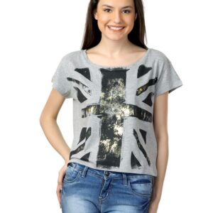 Flying Machine Women Grey T-shirt