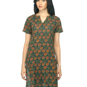 Fabindia Women Printed Green Kurta