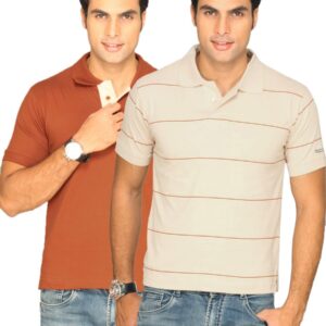 Classic Polo Men's Combo Pack of 2 Rust Beige T-shirt