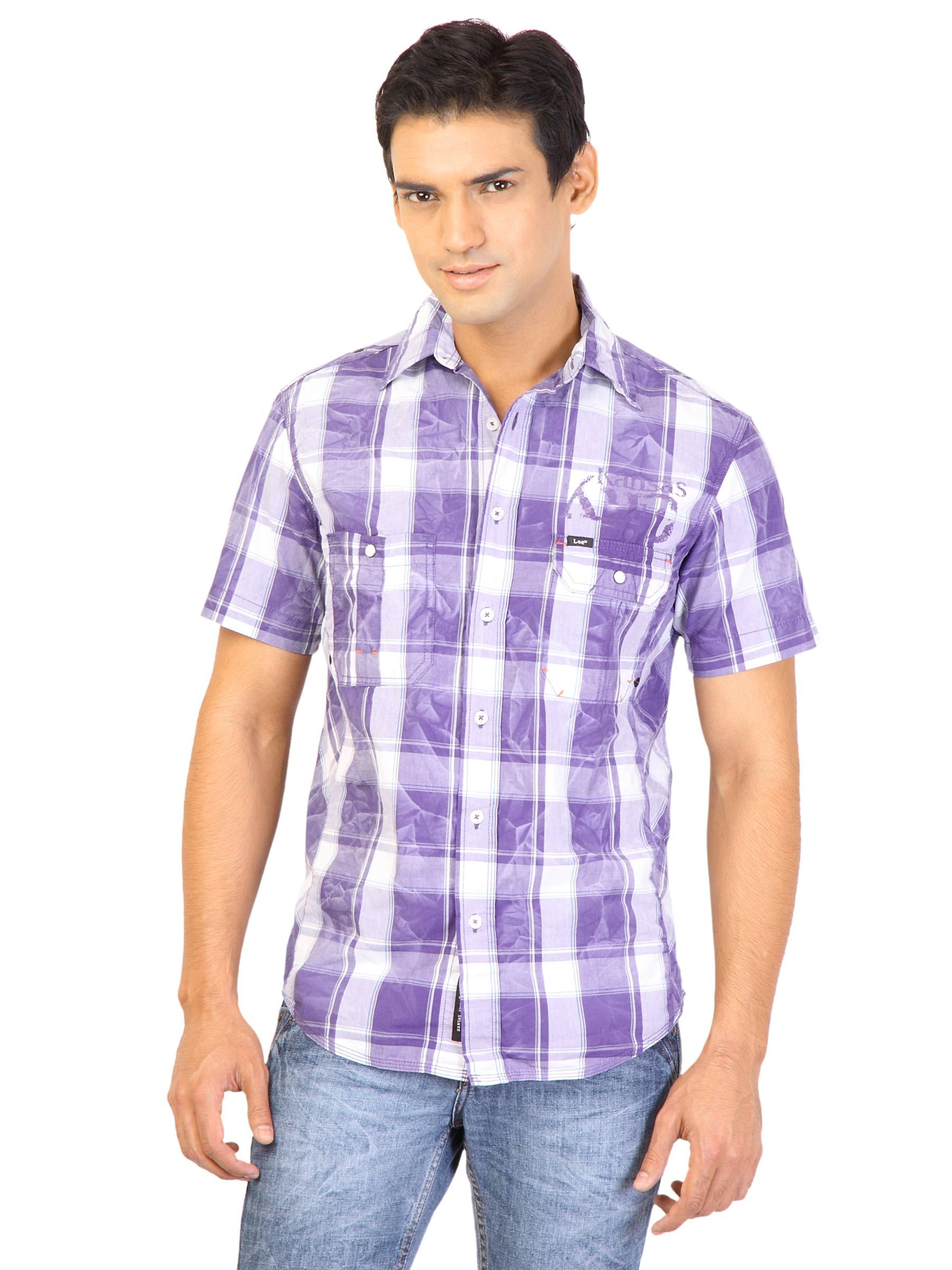 Lee Men Purple Check Shirt