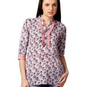 Mumbai Slang Women Floral Pink Kurti