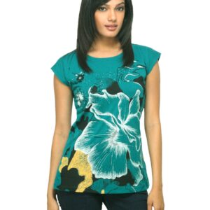 Sepia Women Printed Green T-shirt
