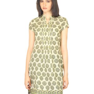W Women Gathered Design Off White Kurta