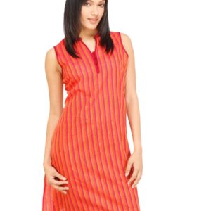 Mother Earth Women Stripes Orange Kurtas