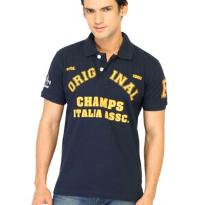 Flying Machine Men Printed Black Polo Tshirts