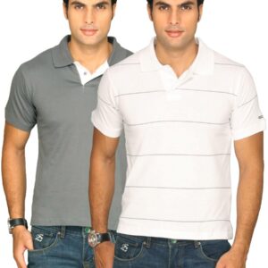 Classic Polo Men's Combo Pack of 2 White Grey T-shirt