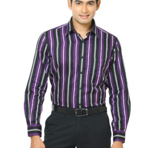 Indigo Nation Men Bling Purple  Striped Shirt