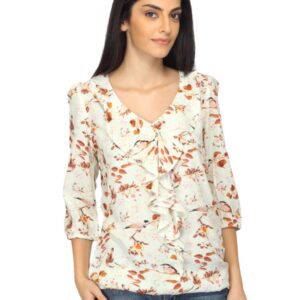 Arrow Woman Printed Cream & Brown Top