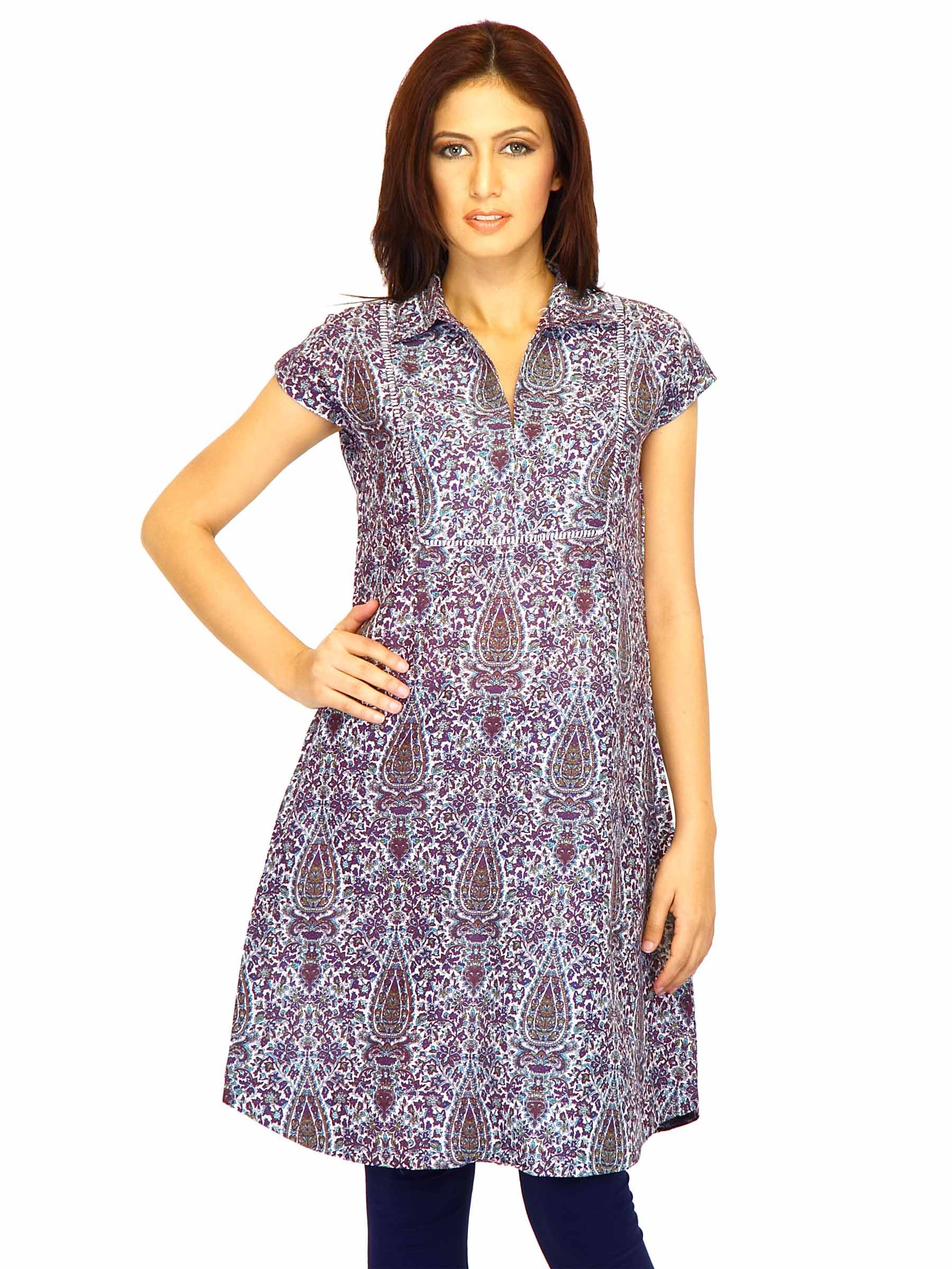 W Women Printed Purple Kurtas