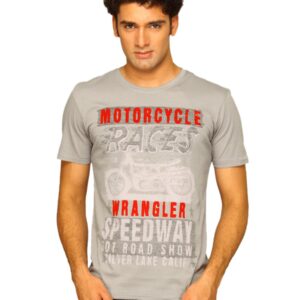 Wrangler Men's Racing Big Print Grey T-shirt