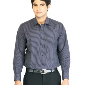 Peter England Men Stripes Navy Blue Shirt