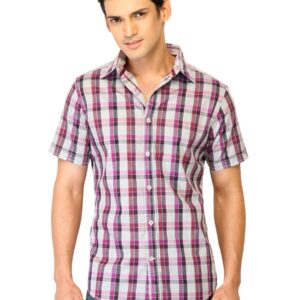 United Colors of Benetton Men Check Purple Shirts