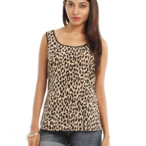Femella Women Black Leopard Print Top
