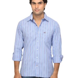 Arrow Sport Men Blue Striped Slim Fit Shirt