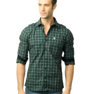 U.S. Polo Assn. Men Checks Green Shirt