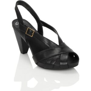 Clarks Women Saturn Whizz Leather Black Sandals