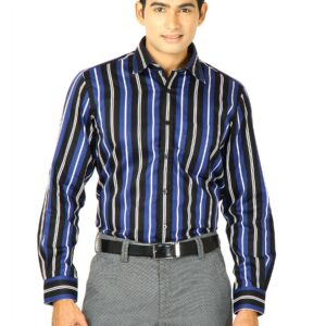 Indigo Nation Men Black & Blue Stripe Shirt