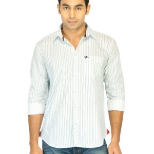 Highlander Men Stripes White Shirt