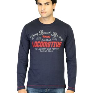 Locomotive Men Navy Blue Printed T-shirt