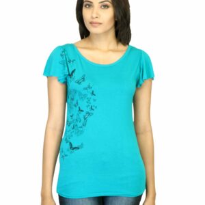 Jealous 21 Women Printed Turquoise Blue Top